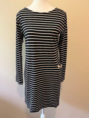 CHINTI & PARKER LONDON 100% Cotton Long Sleeve Dress - M Striped, Pocket, Black